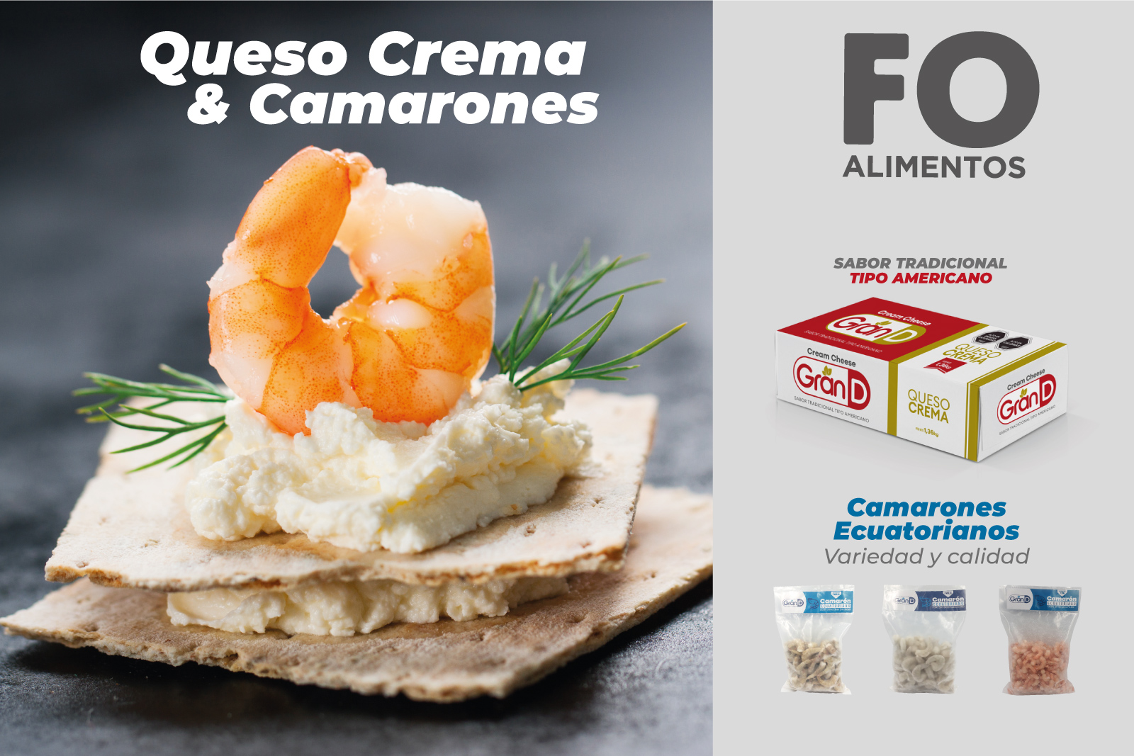 queso crema y camarones